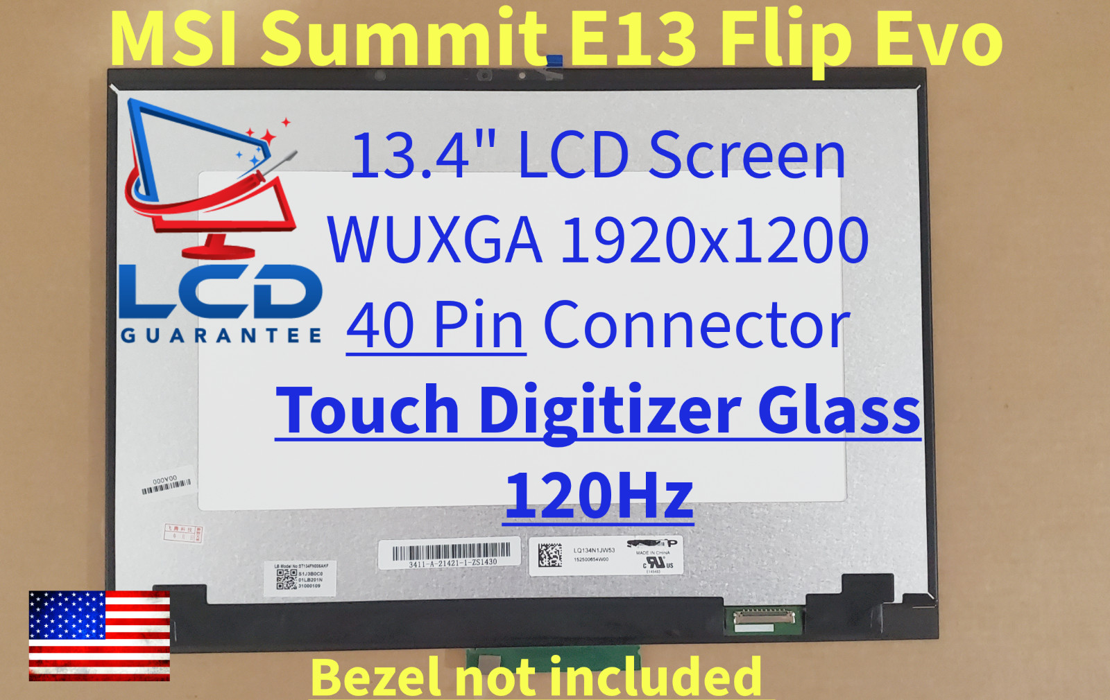 MSI Summit E13 Flip A12MT-026US 13.4" WUXGA Touch Digitizer LCD Laptop Screen