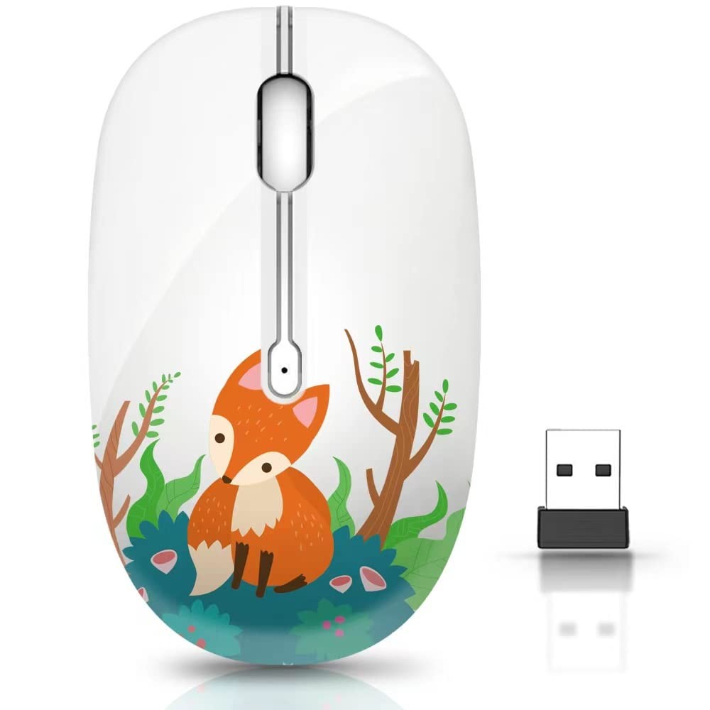 JUHOO Wireless Mouse with Nano Receiver for PC, Laptop, Notebook, Fox