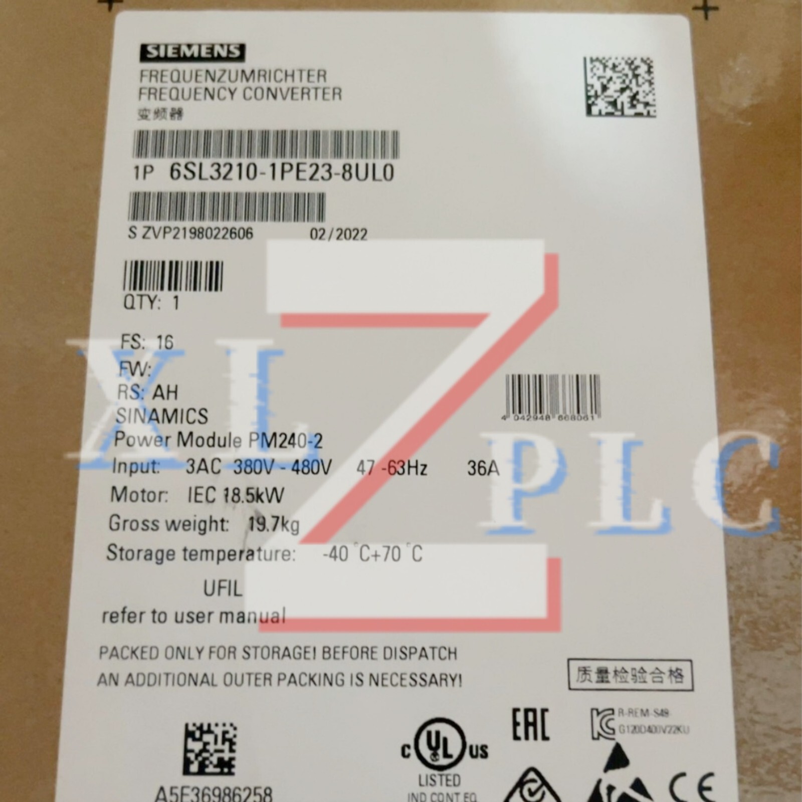 1PCS New SIEMENS 6SL3210-1PE23-8UL0  Frequency Converter  In Box*