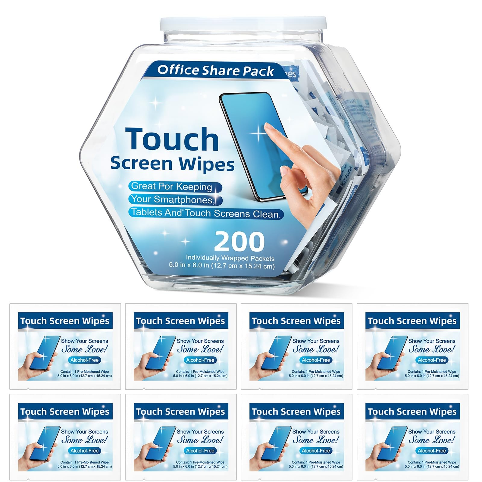 200 Pack Touch Screen Pre Moistened Lens Computer Electronic Screen Individua...