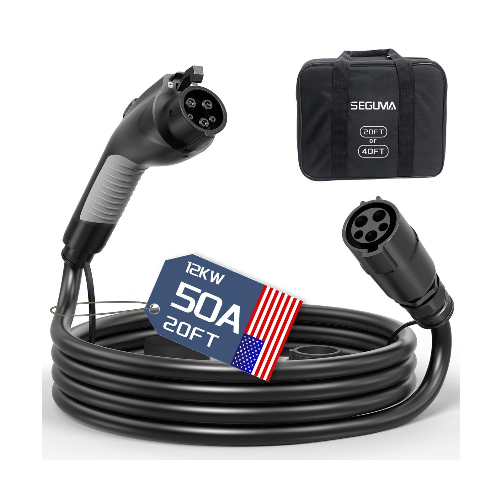 EV Charger Extension Cable, 50Amp 20ft J1772 Extension Cord Compatible with L...