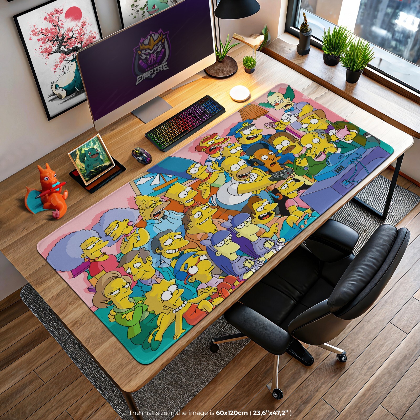 The Simpsons Desk Mat - Colorful Springfield Cast Gaming Mouse Pad, Cartoon Work