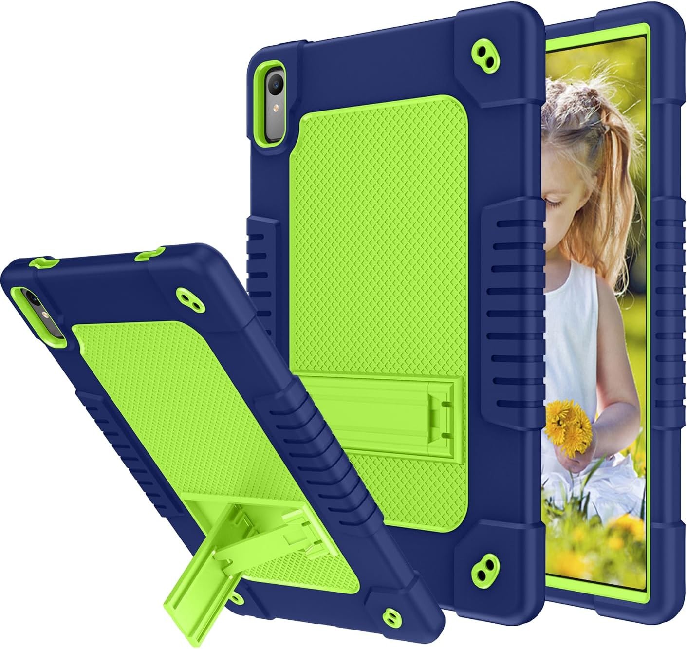 for Lenovo Tab P11 2nd Gen Tablet Case,Shockproof Kids Friendly Navy/Green 