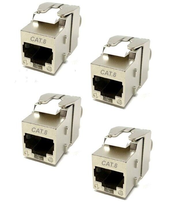4x CAT.8 Shielded RJ45 Ethernet LAN Network 8P8C Jack Keystone 40Gbps Toolless
