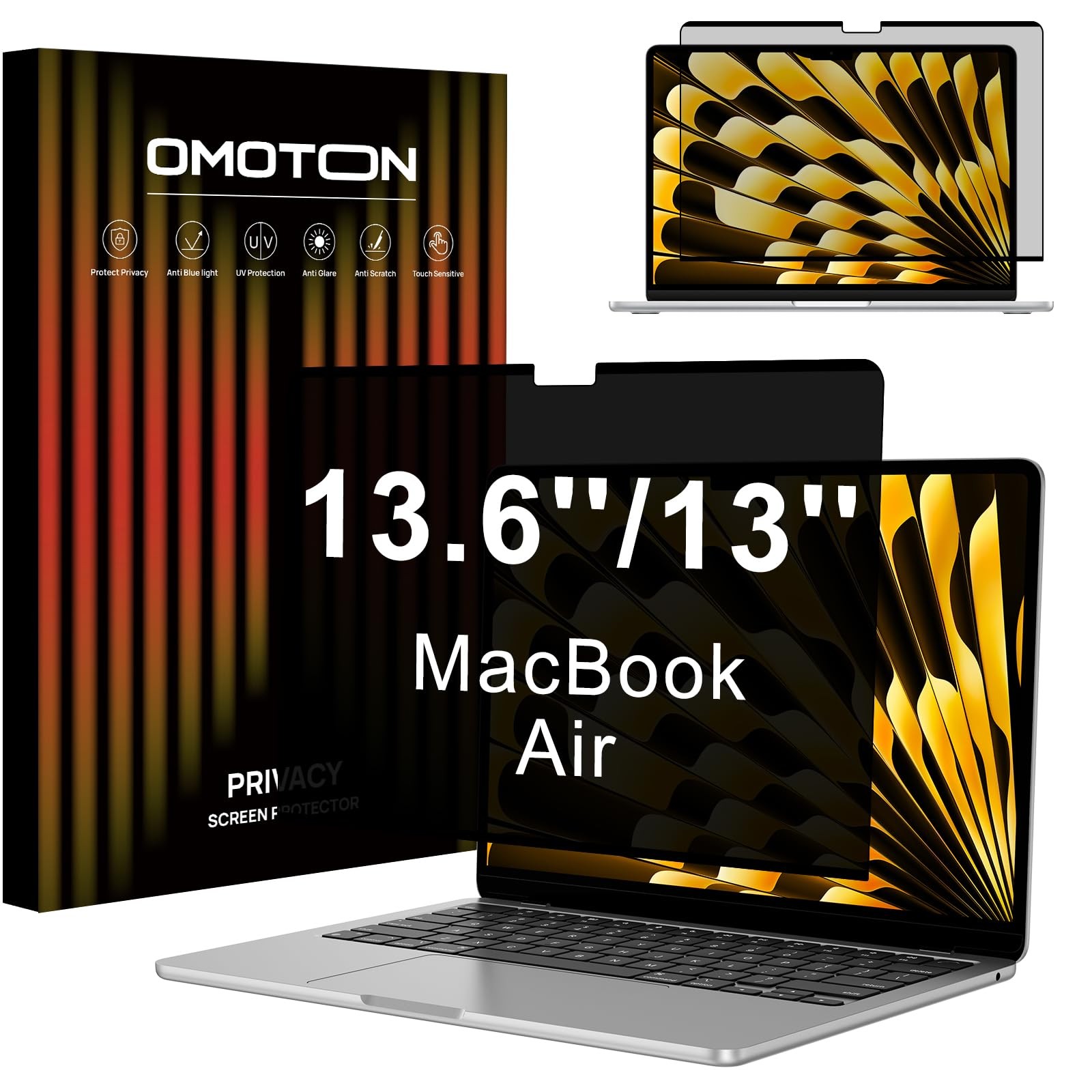 OMOTON Magnetic Privacy Screen for MacBook Air 13.6/13 Inch (2022-2025, M2, M...