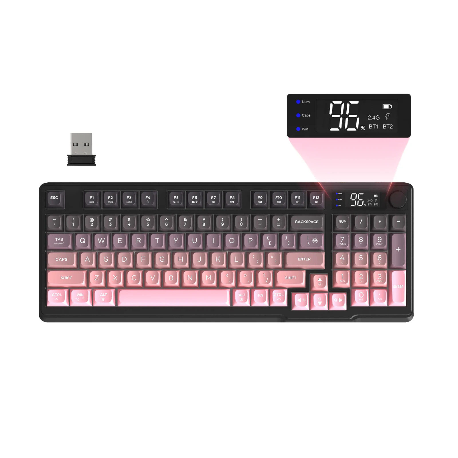 ZIYOU LANG Wireless Gaming Keyboard with Display Screen & Knob Bluetooth/2.4GHz