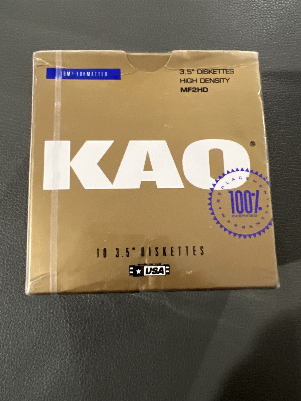 NEW/SEALED 1PK OF 10 KAO 3.5" DISKETTES HIGH DENSITY MF2HD IBM FORMATTED