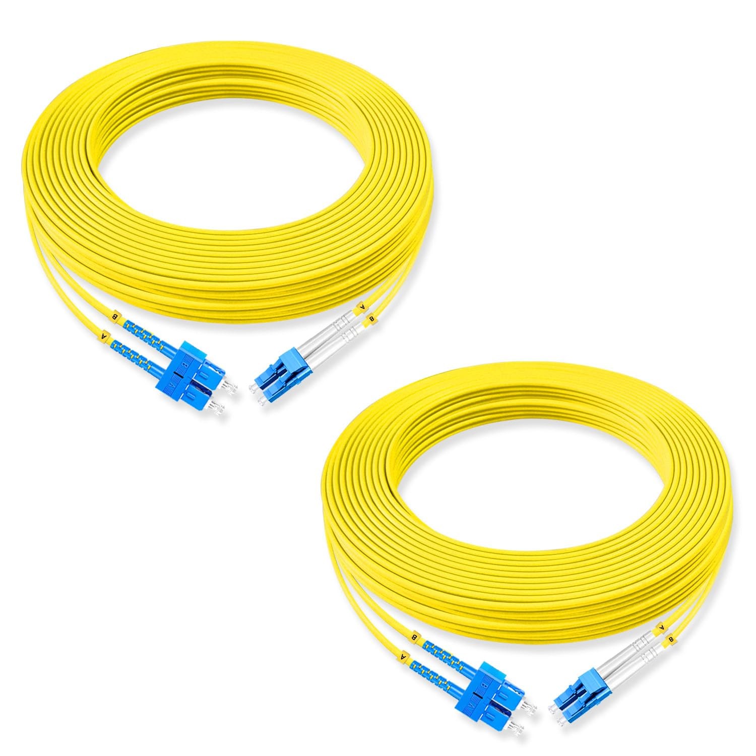 2 PCS 15m Fiber Optic Patch Cord SC To LC UPC Duplex 9/125m 1310/1550nm 3.0mm