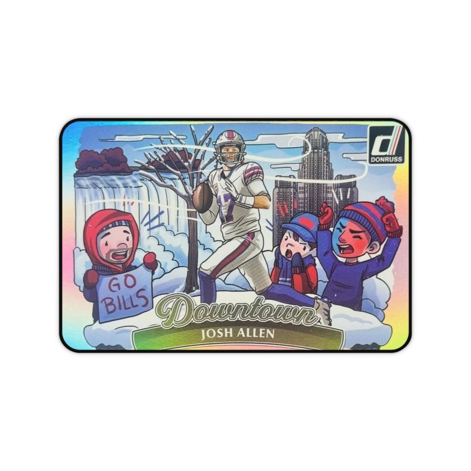 Josh Allen Downtown Football Card Desk Mat | Buffalo Bills Gaming Mousepad