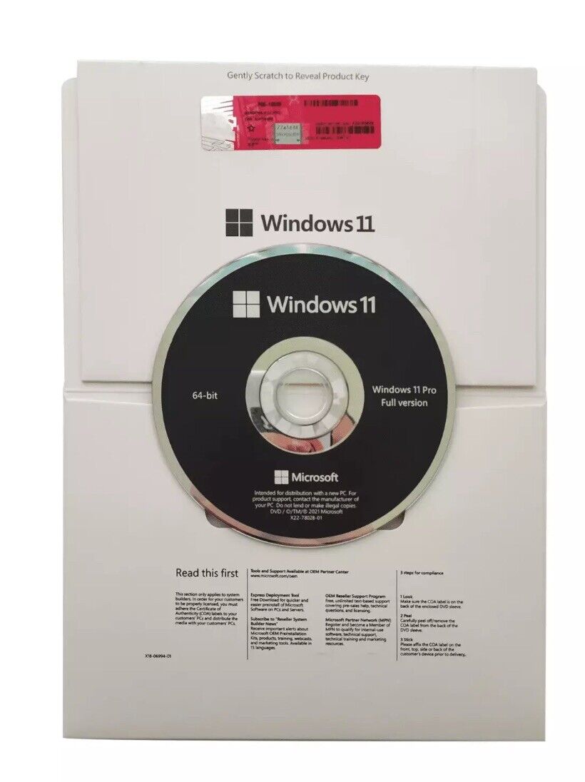 Genuine Microsoft Windows 11 Pro 64 BIT  DVD Fresh Install & Product Key NEW