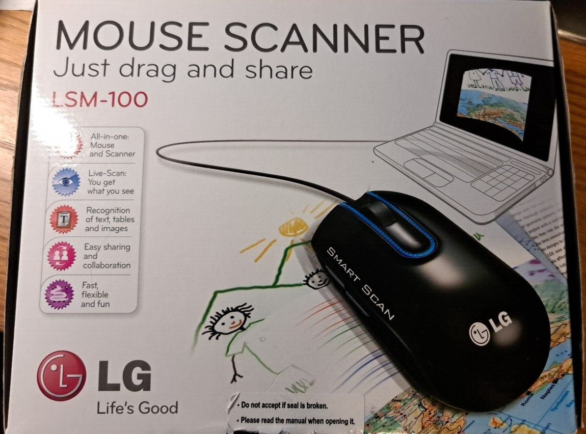 LG Smart Scan Black Computer USB 1200 DPI Mouse Model LSM-100 Scanner