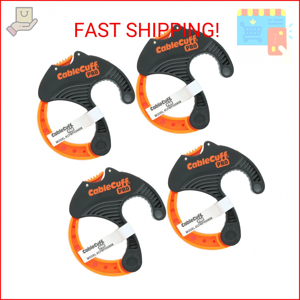 Cable Cuff PRO (4 Pack: 4x Medium 2 Inch Diameter) Adjustable, Reusable, Cable T