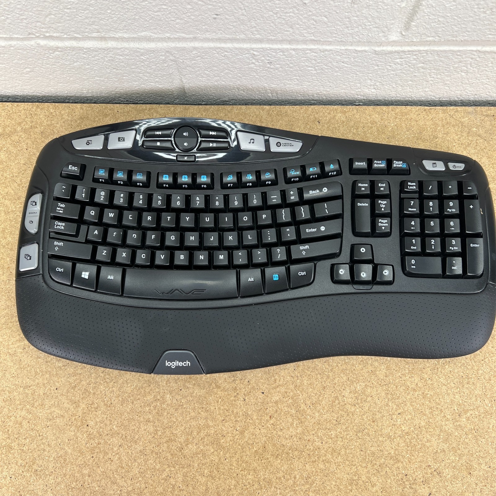 Logitech K350 Wireless Wave Keyboard Ergonomic Y-R0053 Tested No USB Dongle