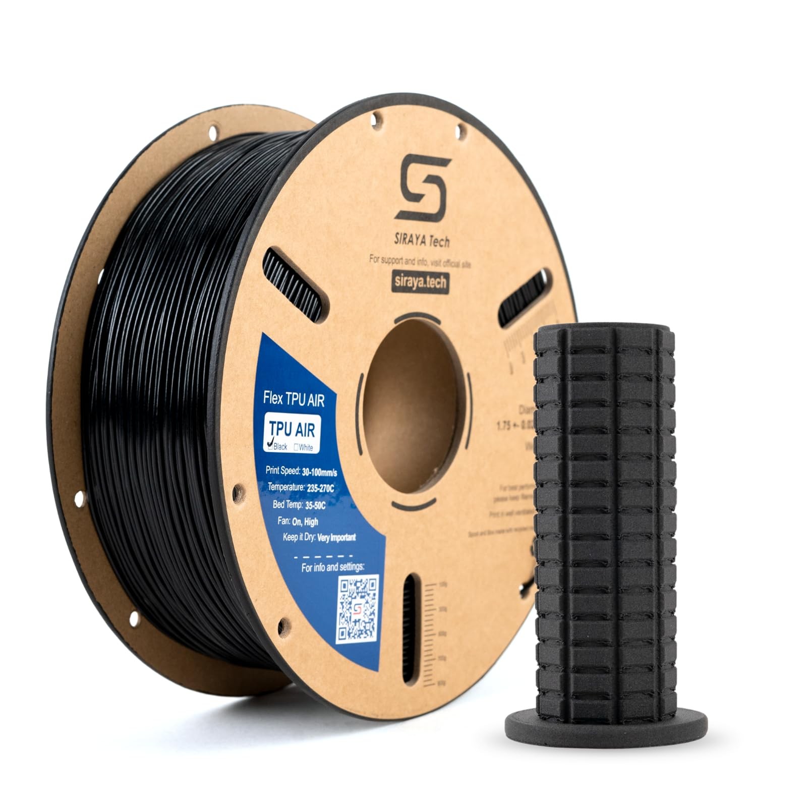 Siraya Tech Flex TPU Air  Active Foaming 3D Printer Filament, Black, 1kg