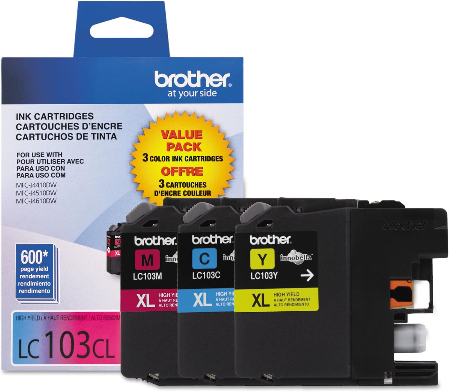 LC1033PKS, LC-103, Innobella High-Yield Ink, 600 Page-Yield, 3/Pack, Cyan-Magent
