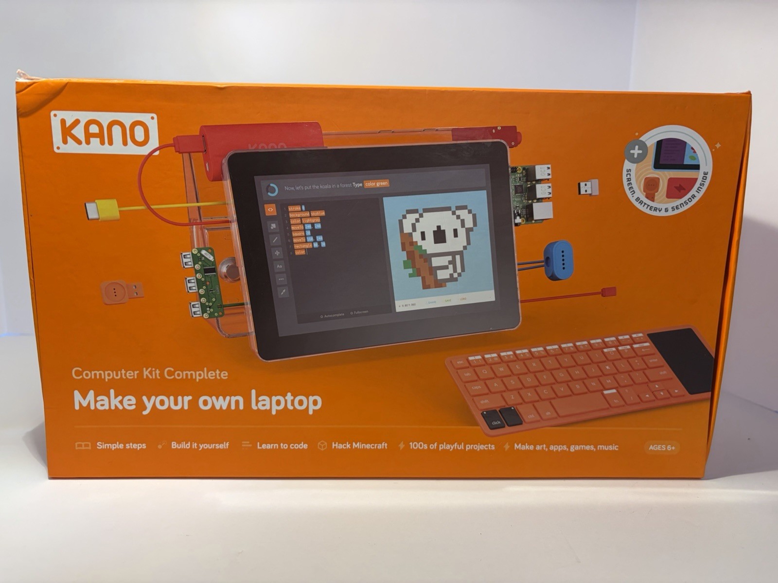 Kano Make Your Own Laptop Computer Kit Raspberry Pi 3 STEM Coding Open Box