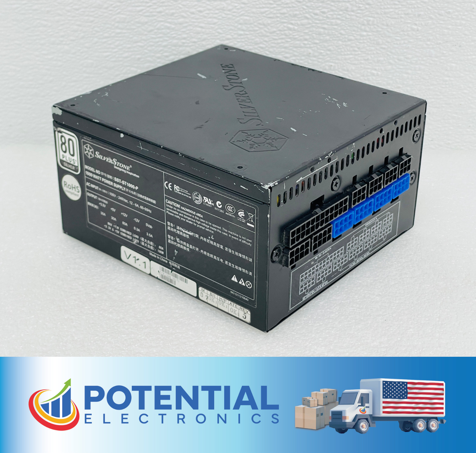 USED - SilverStone SST-ST1000-P 1000W 80 PLUS Silver Fully Modular W/ Power Cord