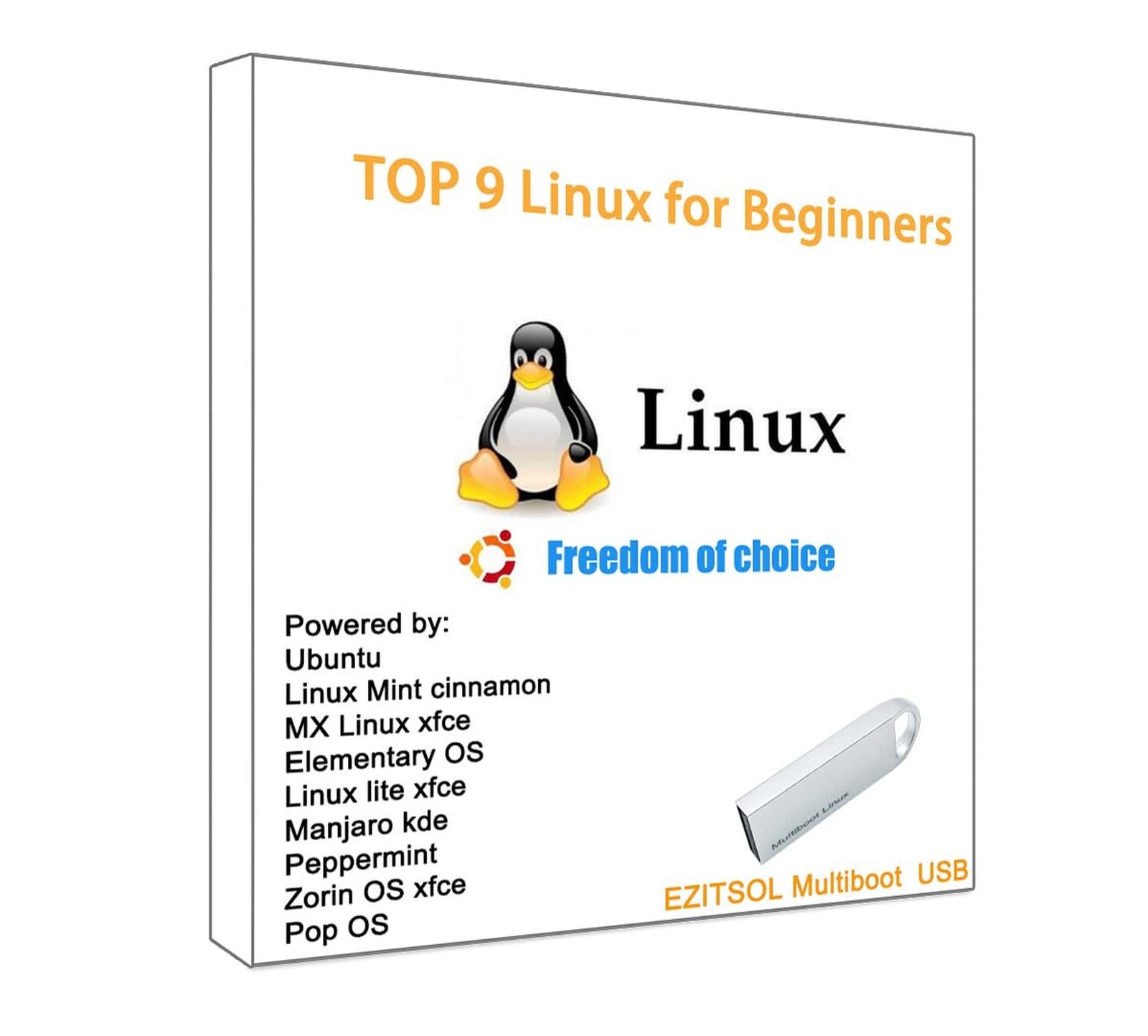 32GB 9-in-1 Linux Bootable USB Drive for Beginners