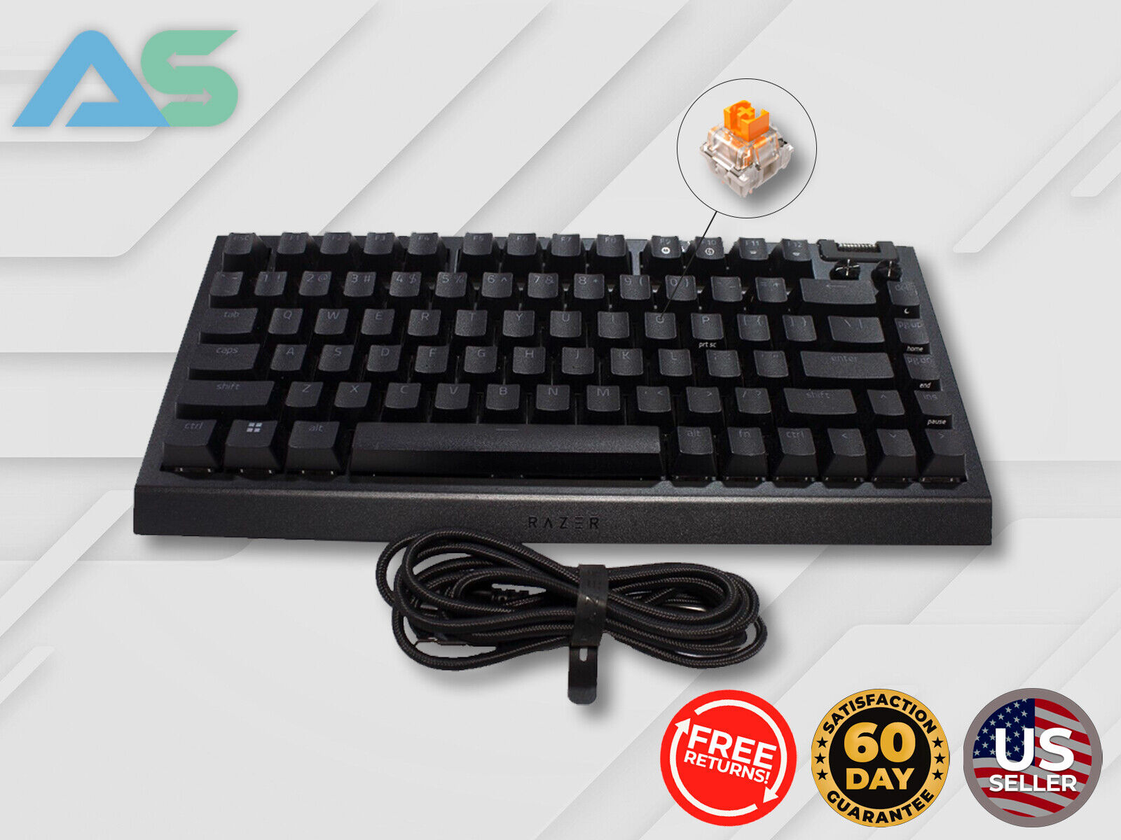 Razer BlackWidow V4 75% Mechanical Gaming Keyboard -Orange tactile Switches