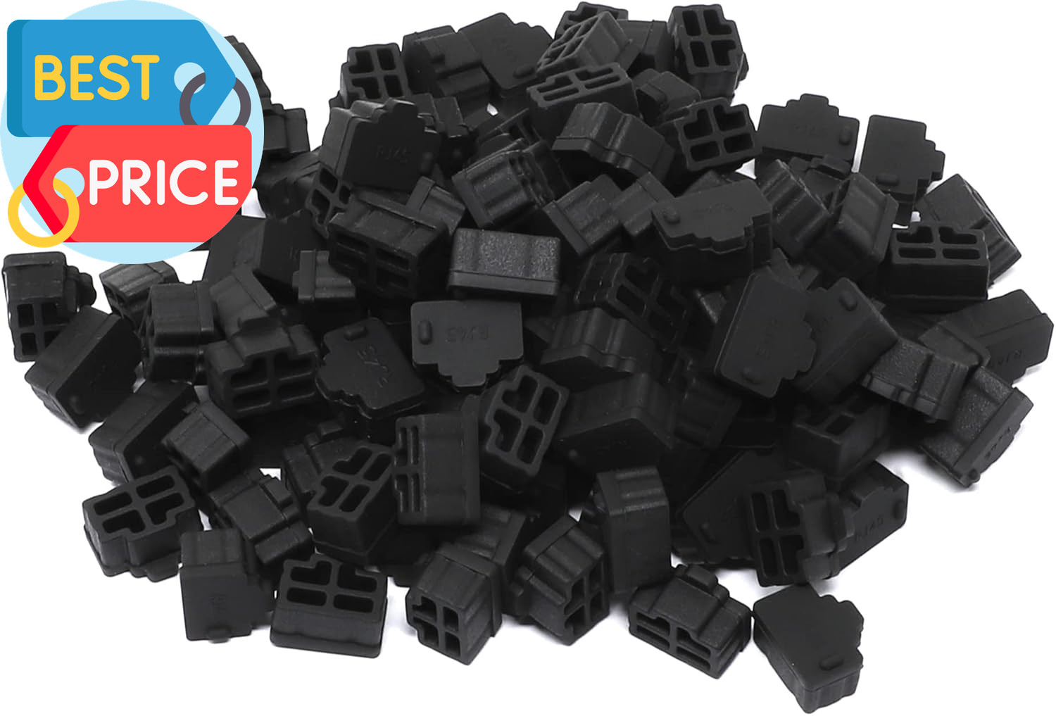 125 Pcs Black Silicone Ethernet Hub Port RJ45 Anti-Dust Cover Cap Protector Plug