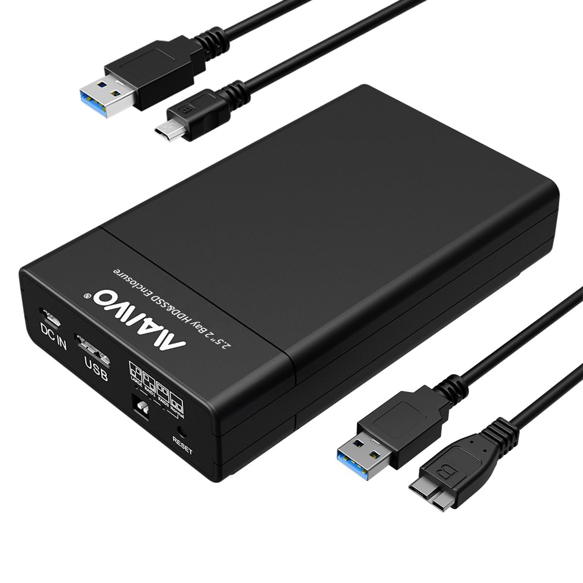 MAIWO Dual Bay Hard Drive Enclosure for 2.5 Inch SATA SSD/HDD with RAID...