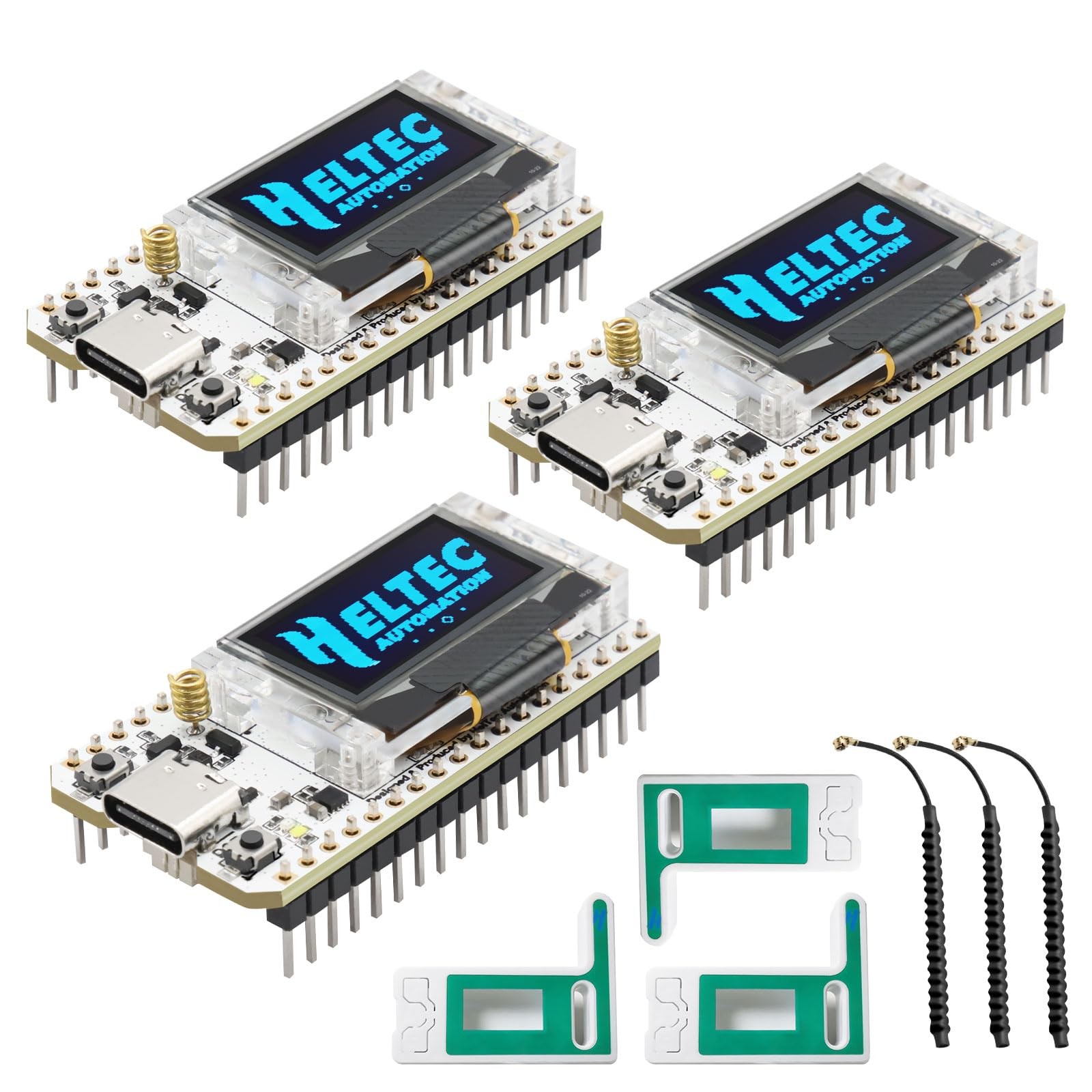 3PCS ESP LoRa V3 Boards with 915MHz Antenna SX1262, CP2102, 0.96-inch OLED,Ca...