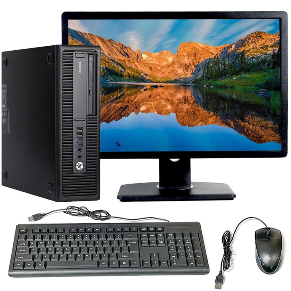 HP i5 Desktop Computer SFF PC 16GB RAM 1TB HDD 22in Monitor Windows 10 Wi-Fi