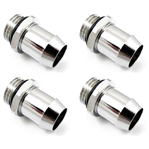 XSPC 1/2" Chrome Barb Fitting for PC Water / Computer Liquid Cooling - 4 PACK