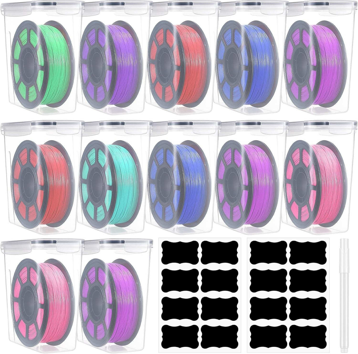 12 Pcs Large Filament Storage Box with Lids 3D Printer Dryer Clear Box Portable