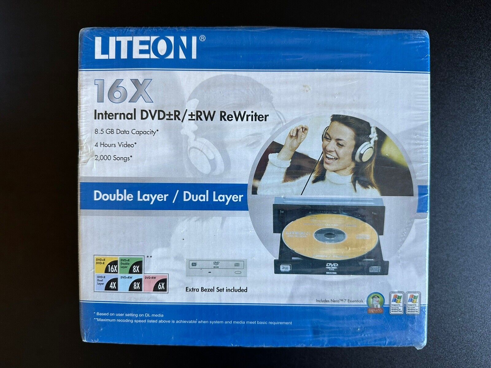 LiteOn 16x Internal DVD +R/RW Rewriter Double Layer 8.5 GB 4 Hours Video SEALED
