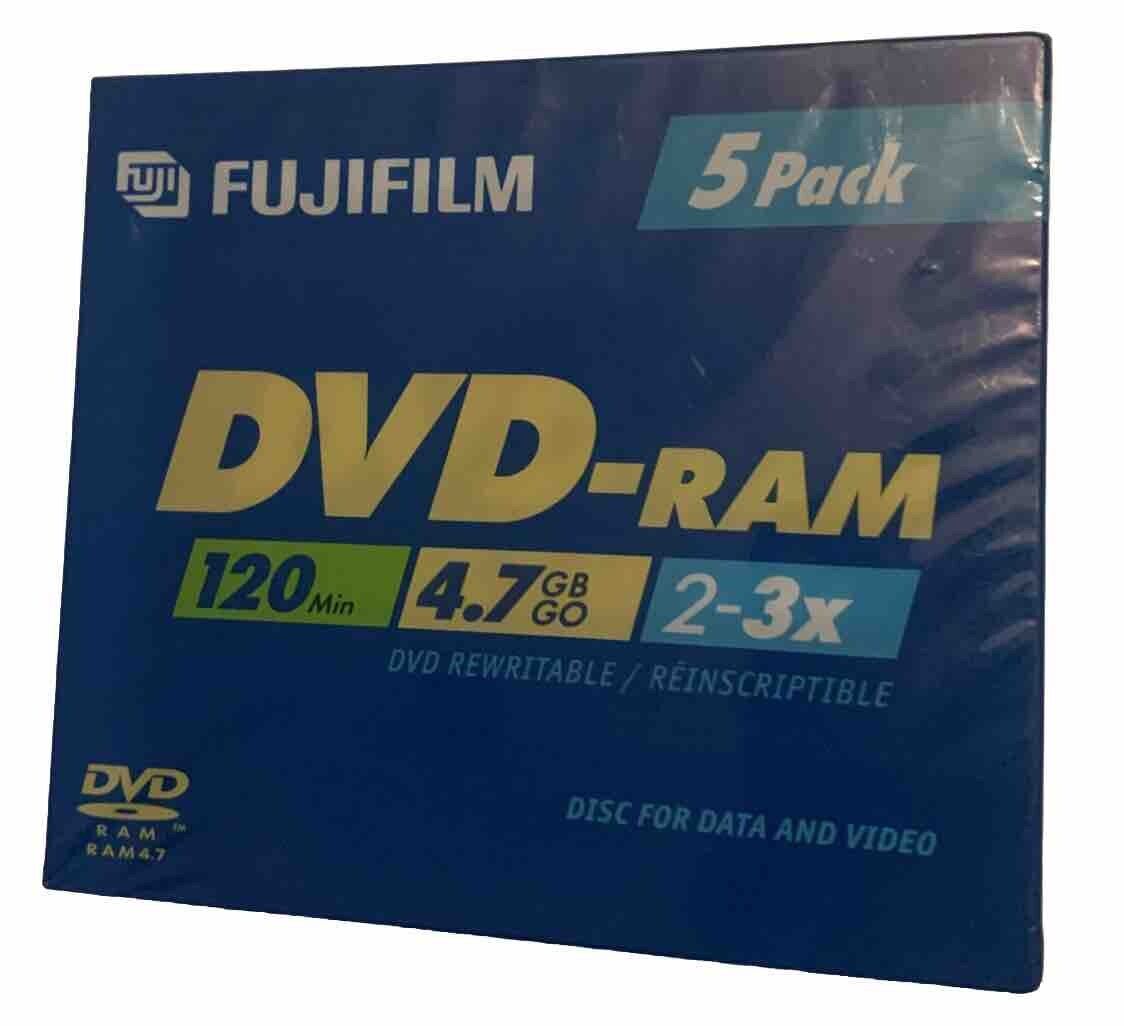 FUJIFILM DVD-RAM 120 Minute Rewritable/Reinscriptible For Data And Video  5Pack