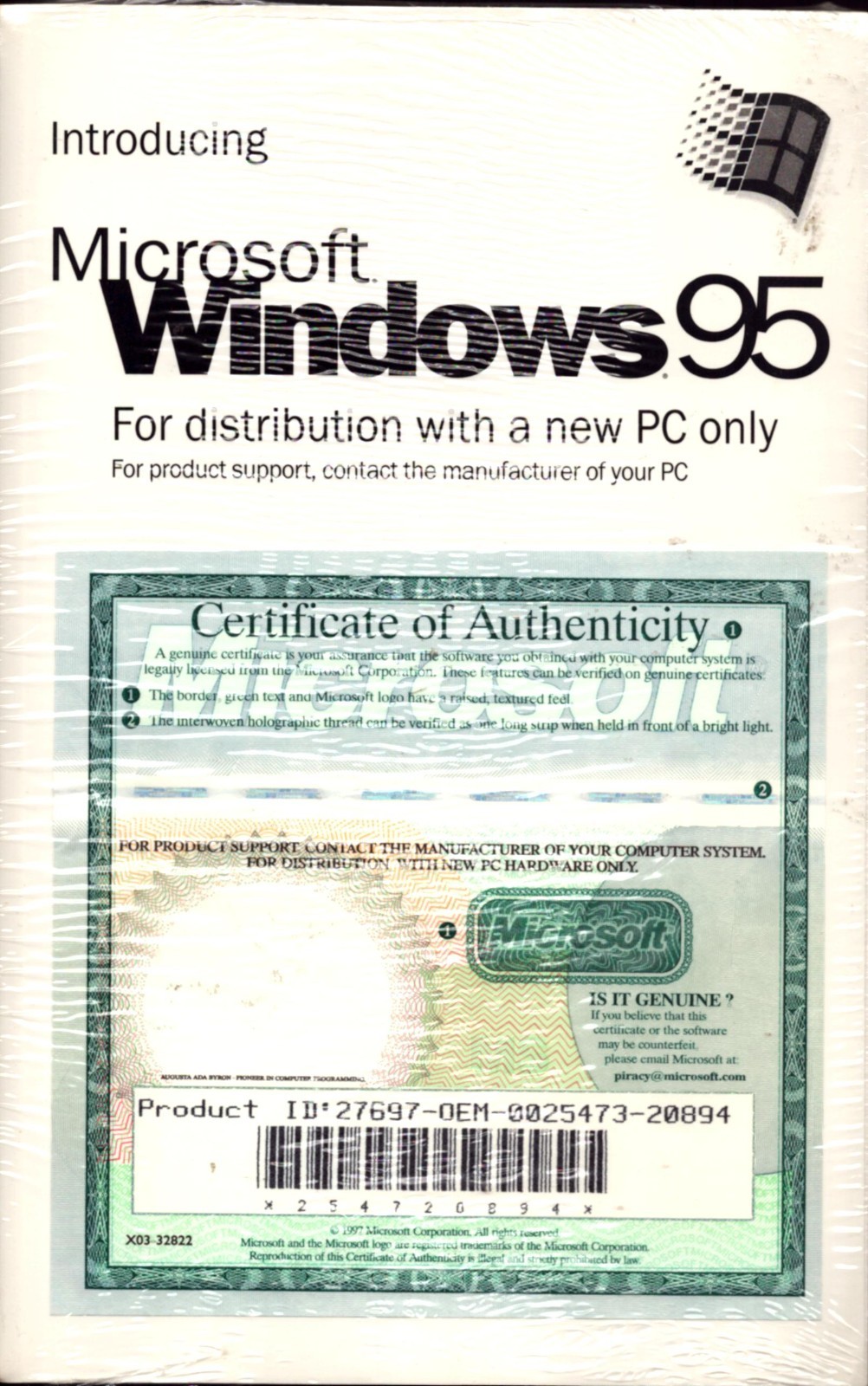 Microsoft Windows 95 Factory Sealed CD