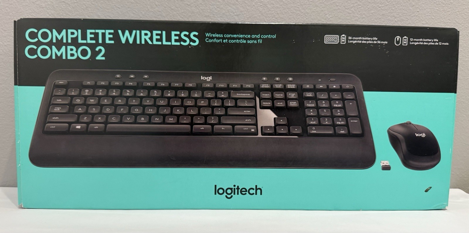 UNOPENED Logitech Complete Wireless Combo 2 Keyboard Mouse USB 920-011894 black