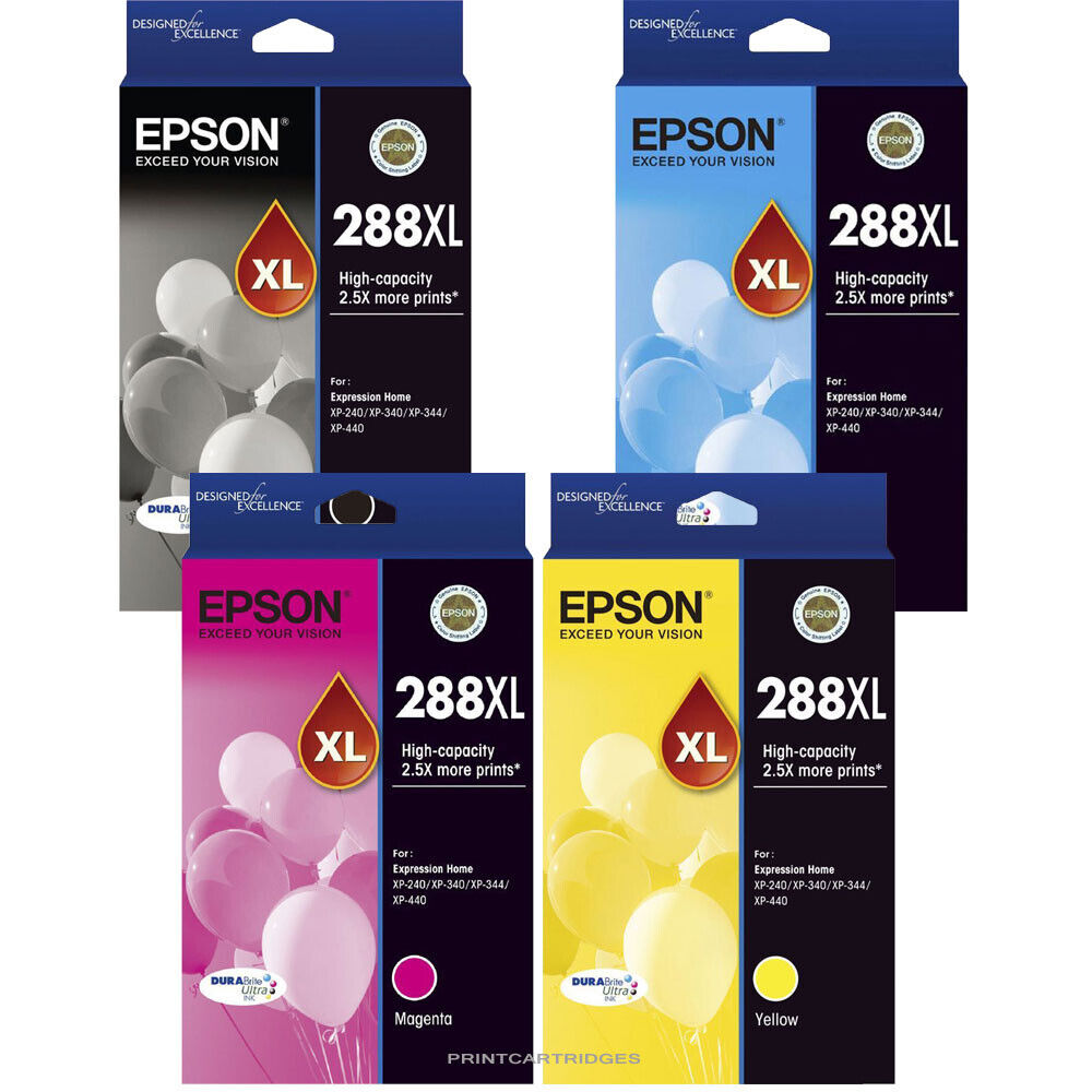 Epson 288XL Ink Set 4 NEW Sealed Genuine 288 XL No Box XP 330 340 430 434 440
