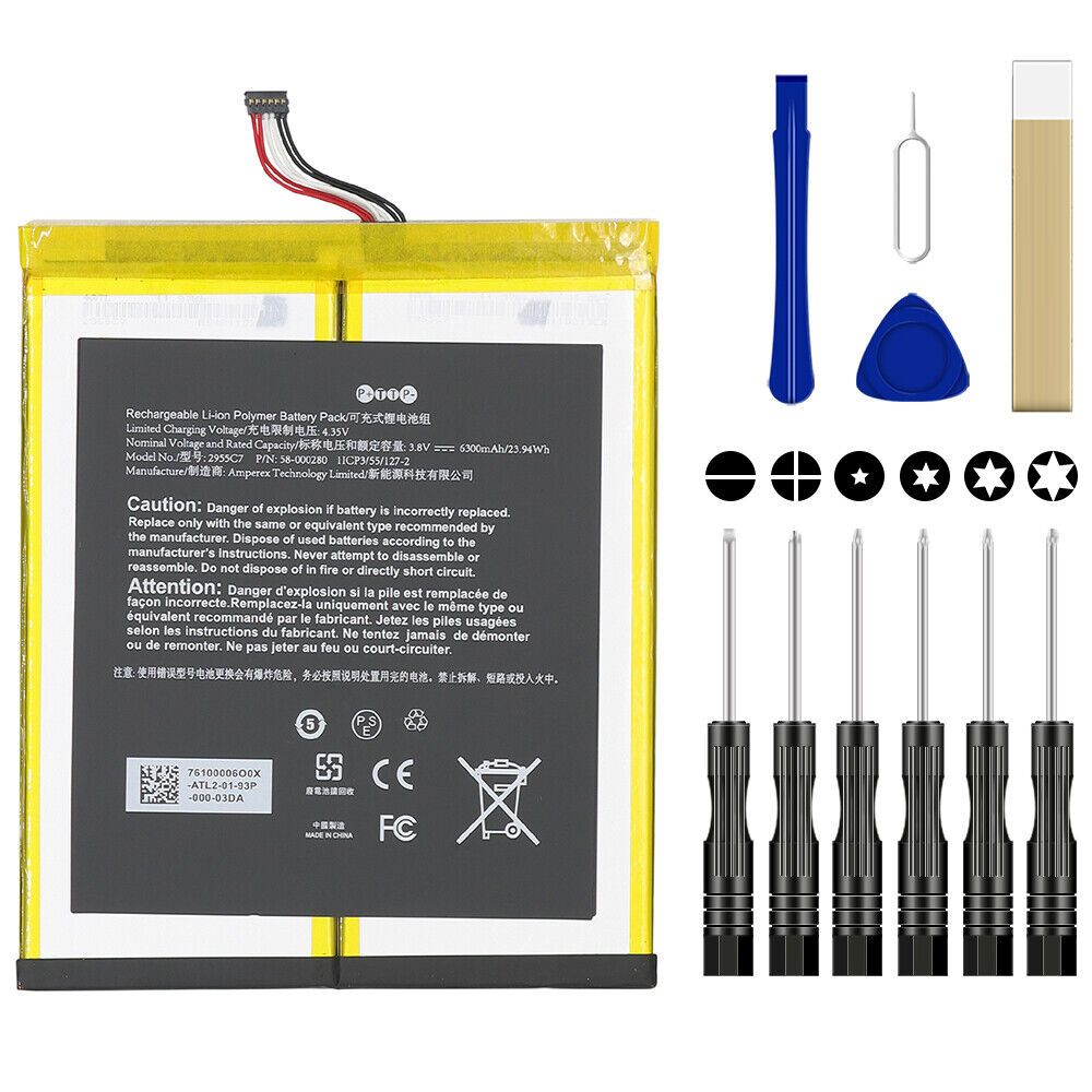 26S1015 Battery For Amazon Kindle Fire HD 10 7th Gen SL056ZE 2017 2955C7 Tool