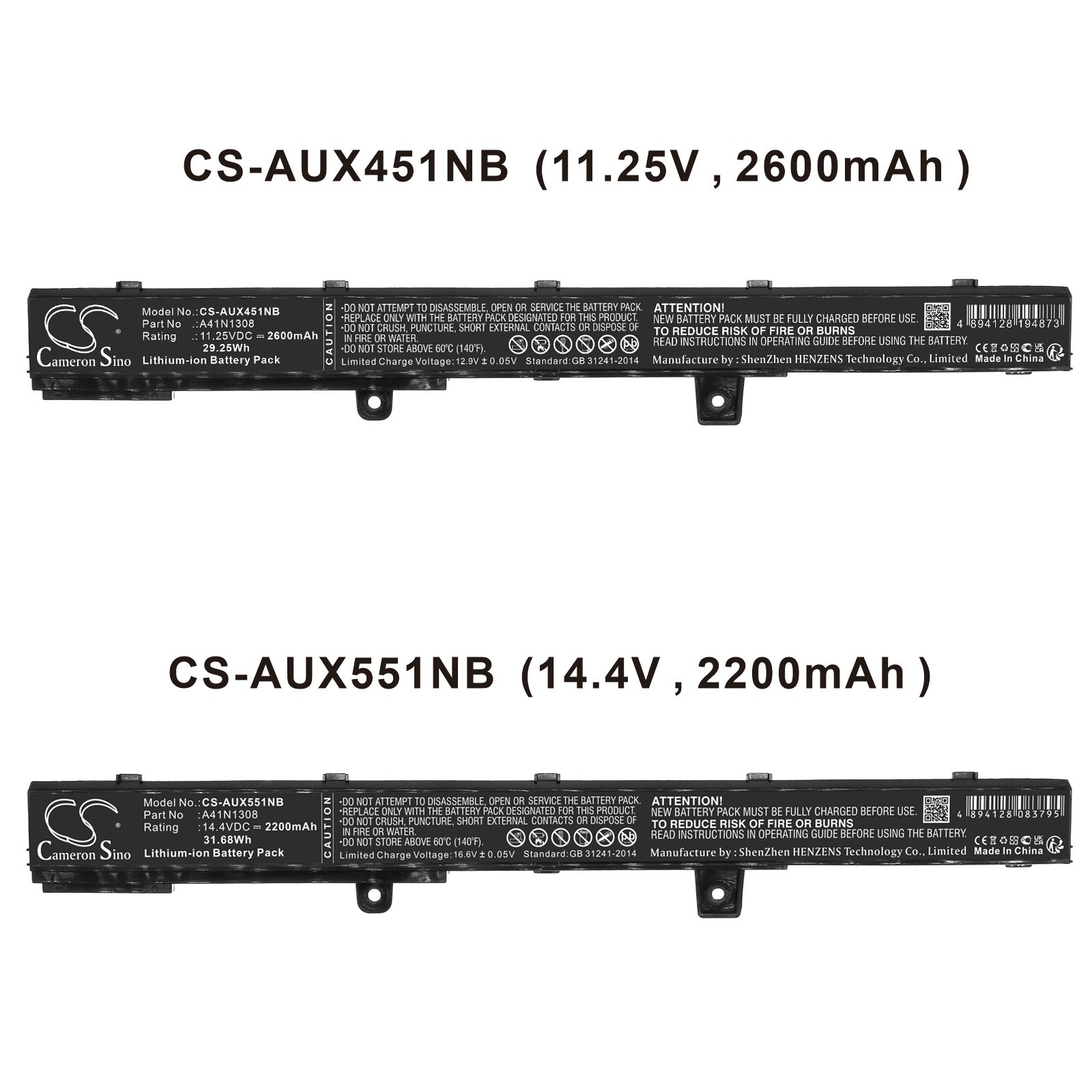BATTERIE 2600mAh A41N1308 For Asus 90NB0341-M00910 A41 A551C A551CA D450C D550C