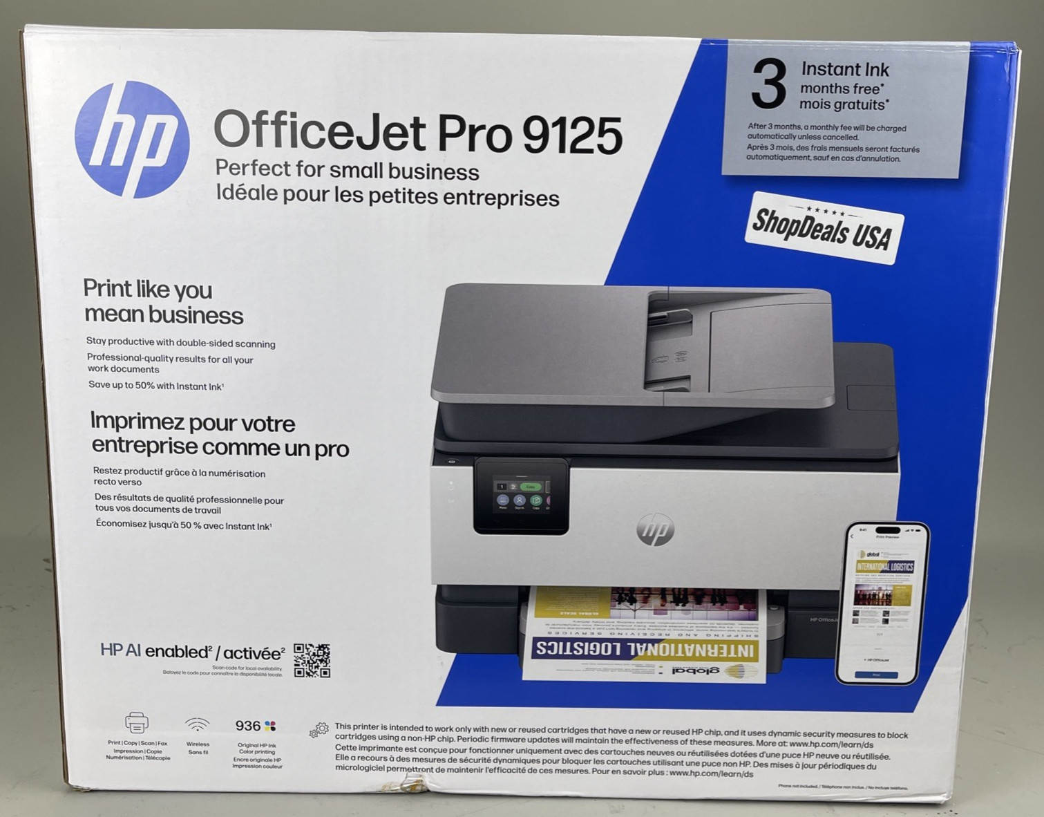 HP OfficeJet Pro 9125 All-in-One Printer with 3 months free Instant Ink,