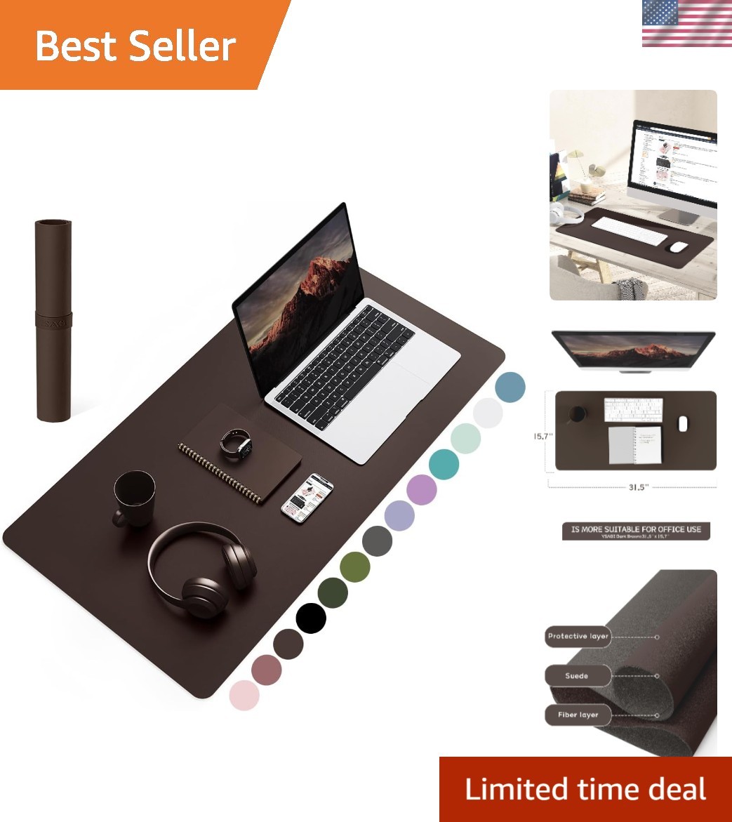 Elegant Non-Slip Leather Desk Pad 31.5" x 15.7" - Protects Your Workspace