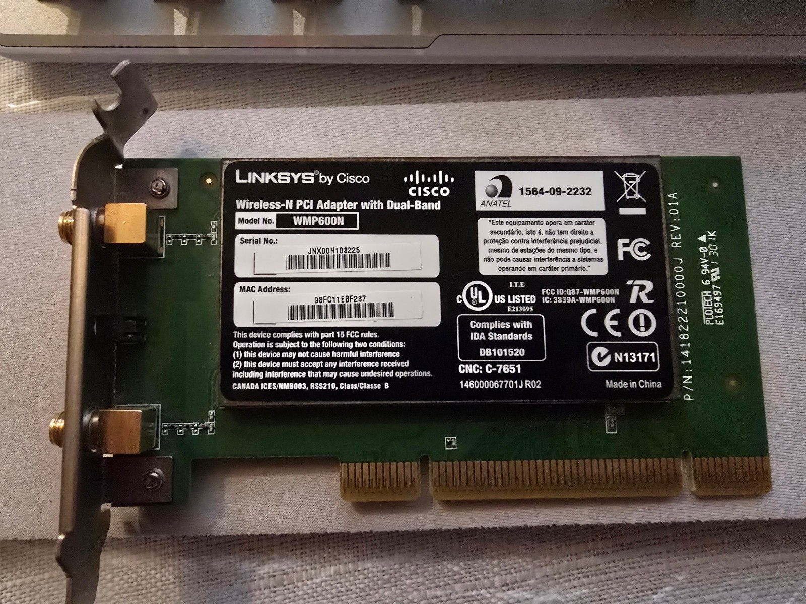 Linksys WMP600N Dual-Band Wireless-N PCI Adapter 300Mbps Desktop WiFi Card