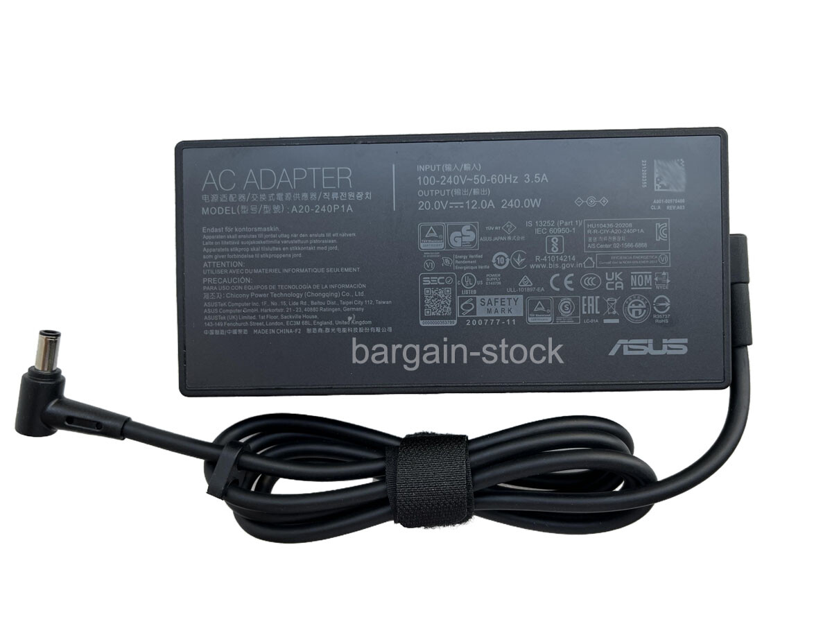 A20-240P1A 20V 12A 240W AC Adapter Charger For ASUS ROG Zephyrus ZenBook 6.0mm