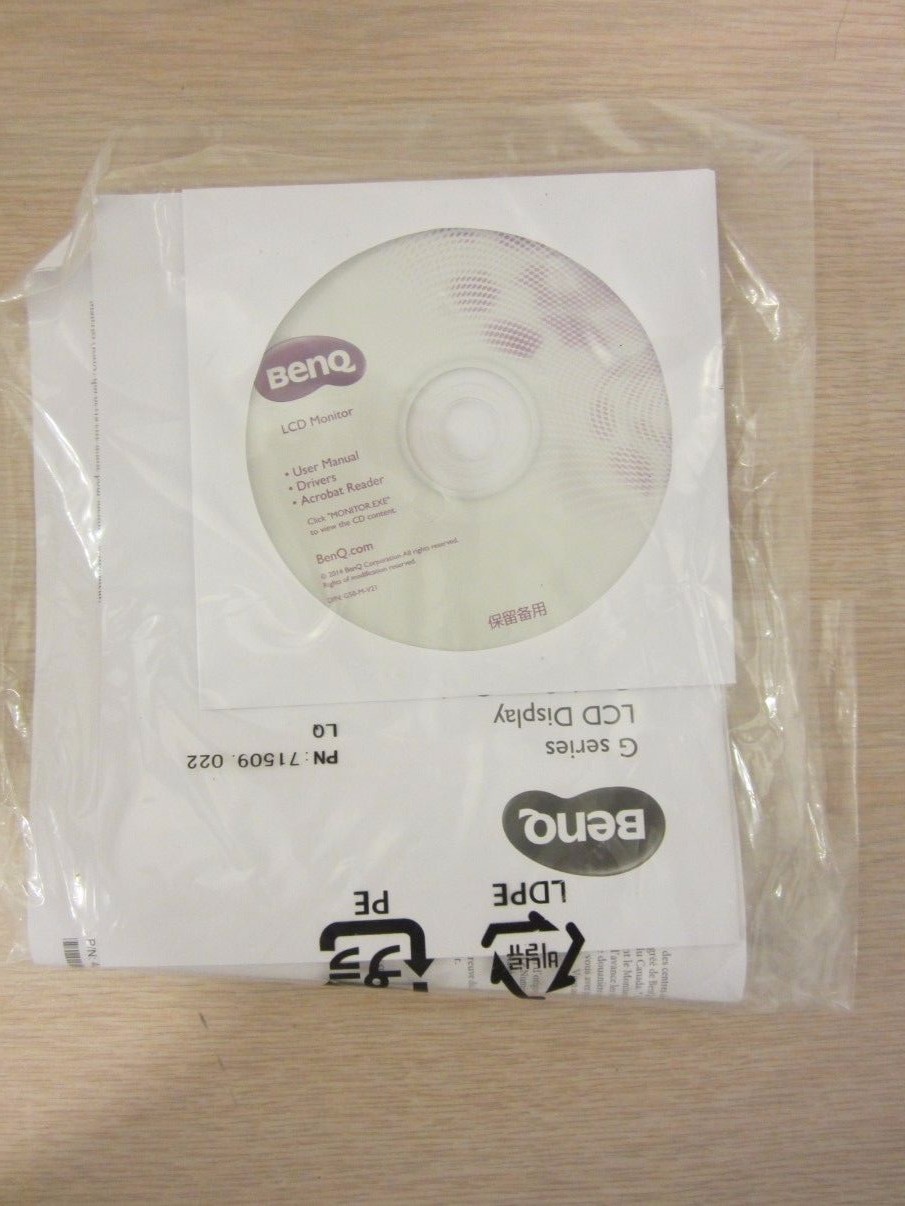 BENQ G SERIES LCD MONITOR GUIDE/STARTING CD/DRIVERS, GL2750, FREE S&H
