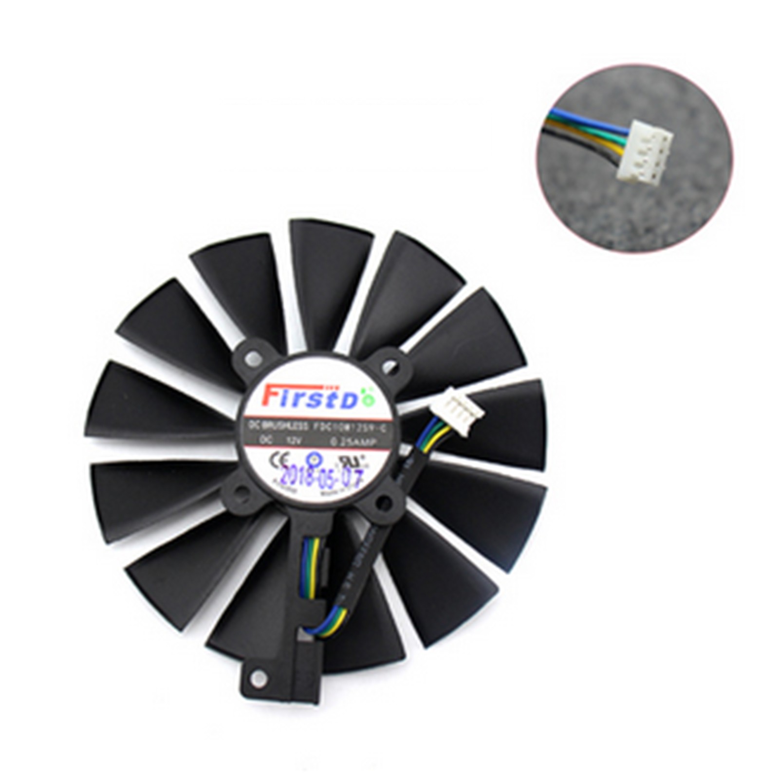 For ASUS DUAL-RX580-8G (13 Leaves/Dual Fan Version) Graphics Card Fans 4 Pin