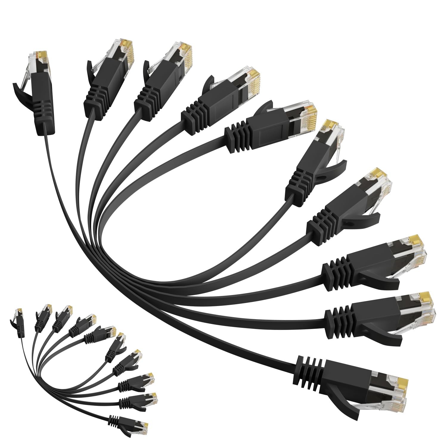 Elecan Cat 6 Flat Ethernet Cable 1 Ft/10 Pack, High Speed Slim Short Patch Cable