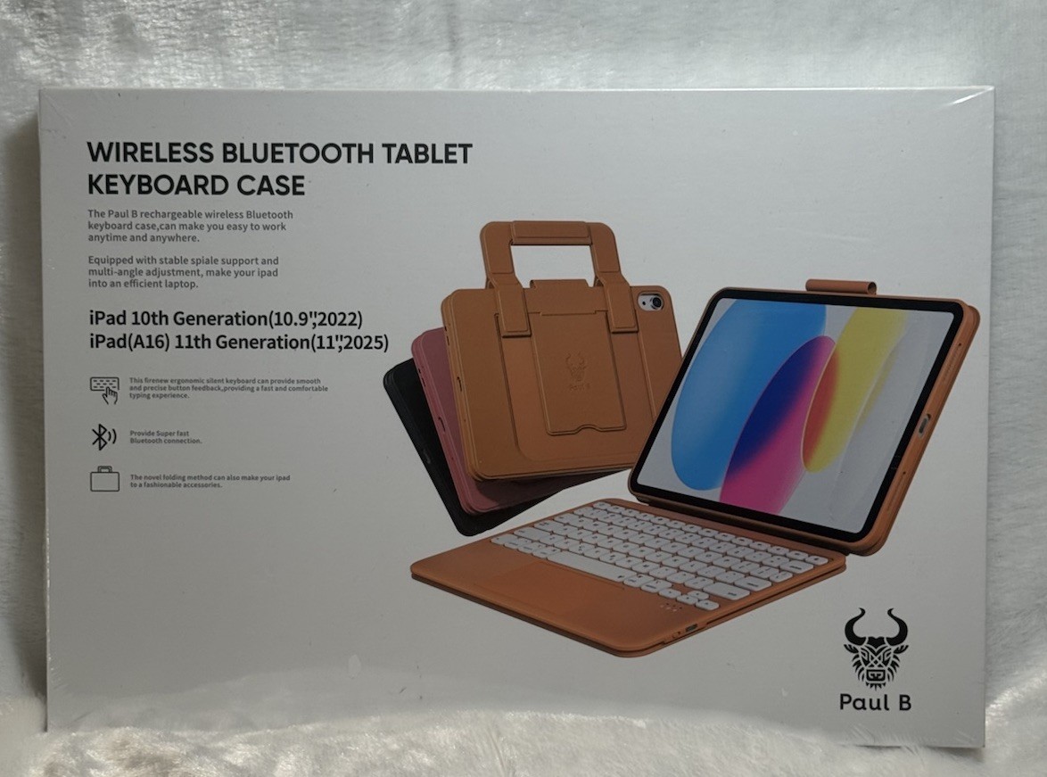 PAUL B for iPad 11th/10th Gen Case with Keyboard 11/10.9 inch A16 