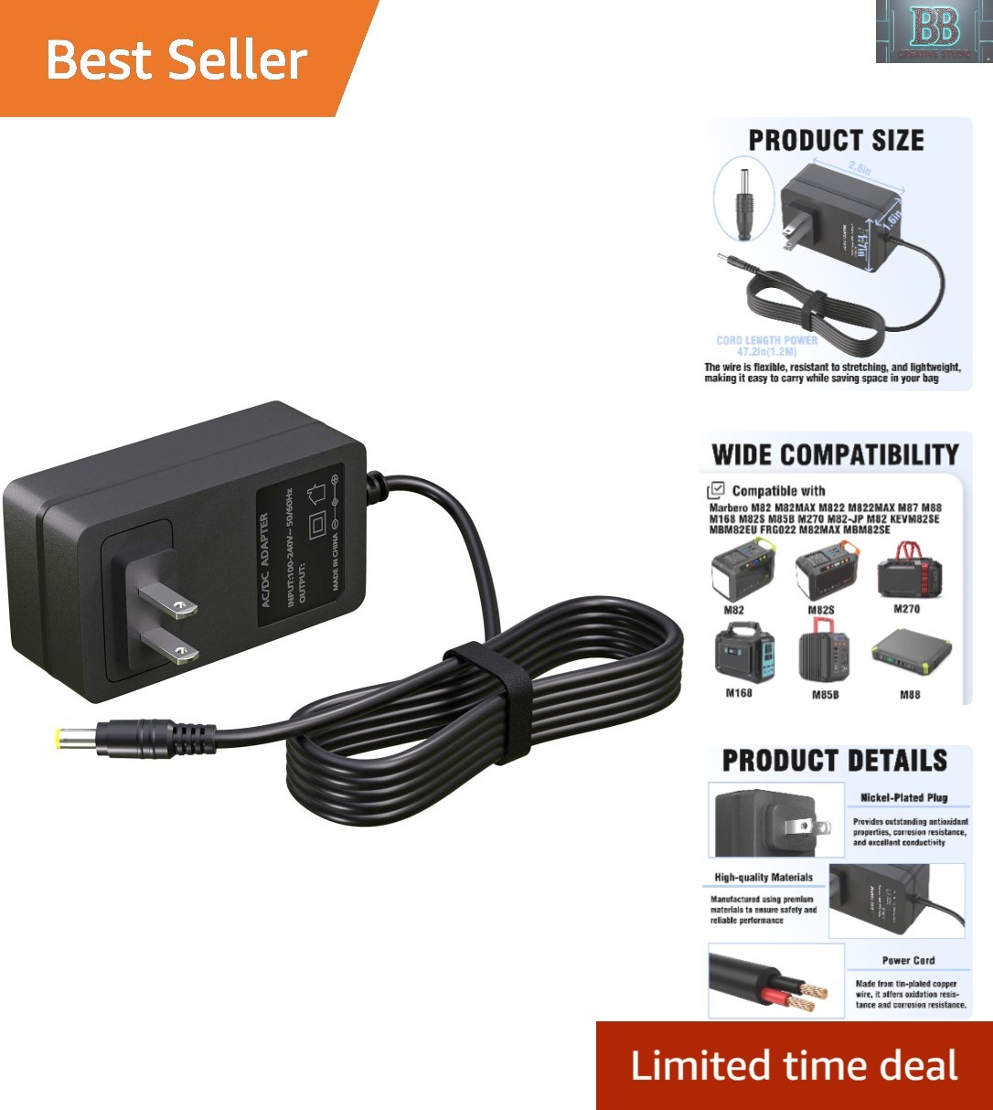 Lightweight 19V 1.5A Power Adapter - Essential for MARBERO Portable Generators