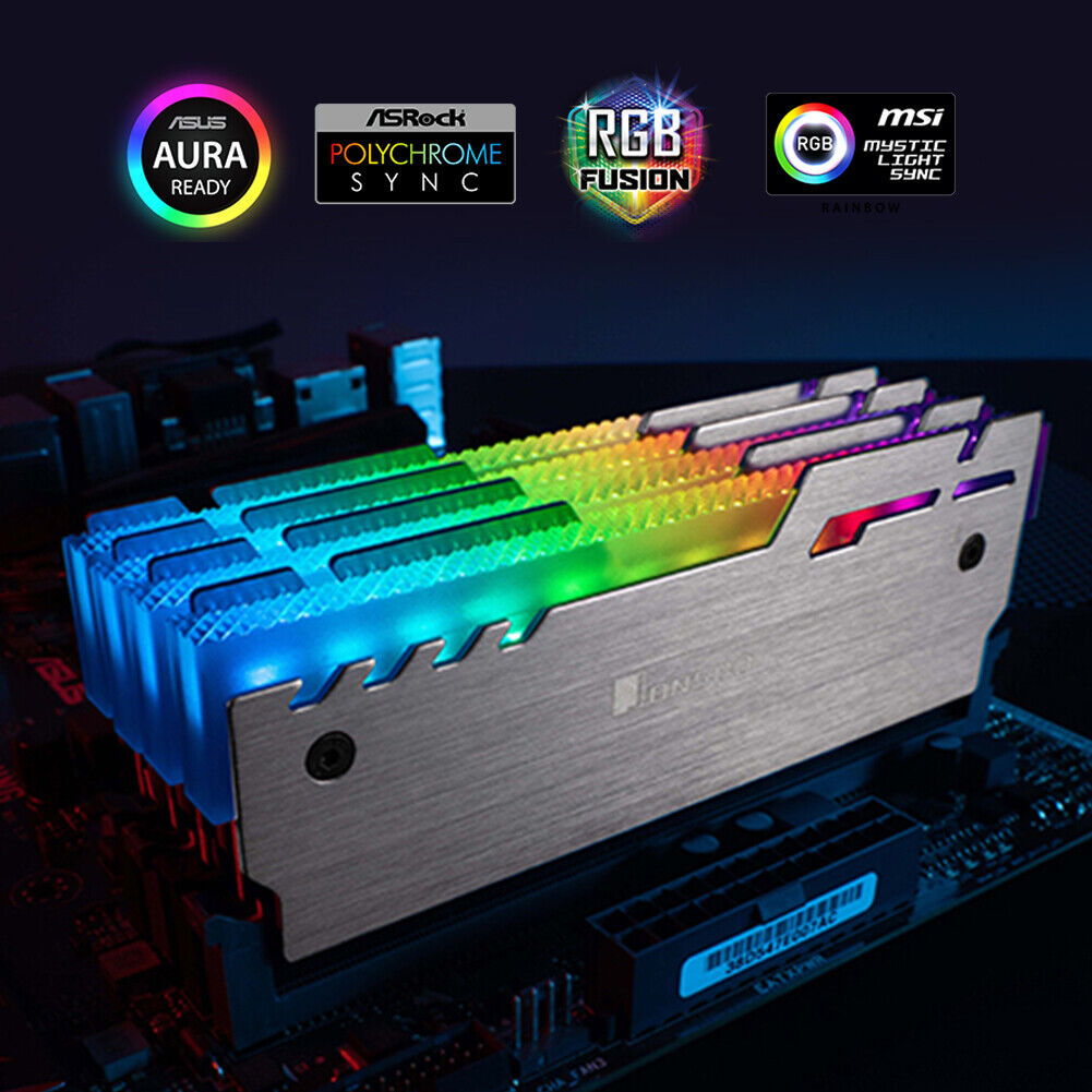 RGB Memory Cooler 5V 3-pin Addressable LED Aluminum Radiator RAM Cooling 2-Pack