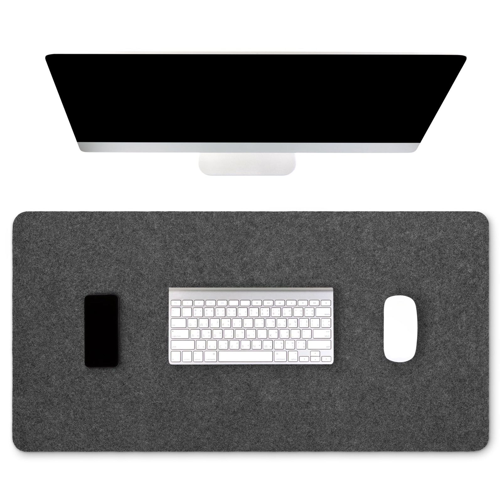 Premium Real Wool Felt Desk Pad NonSlip Backing 32x16 Inch Office Mat