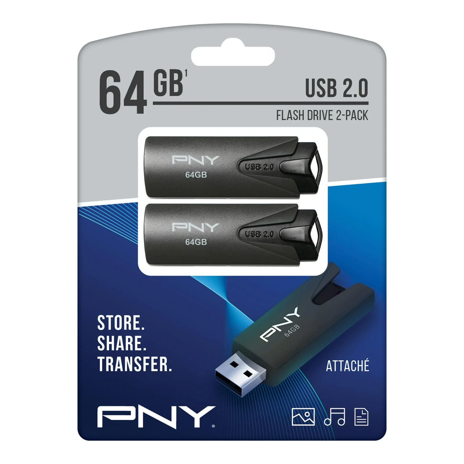 PNY 64GB Elite USB 2.0 Flash Drive 2-pack