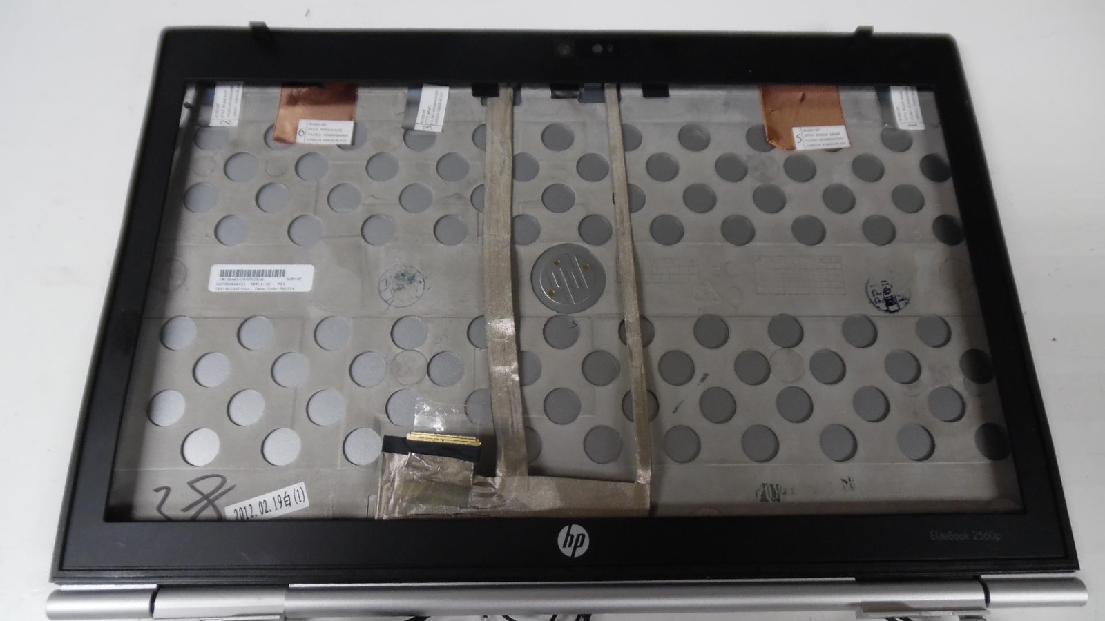 OEM HP EliteBook 2560P -  LCD Cover Lid w/ Bezel Hinges & Cables - 651367-001