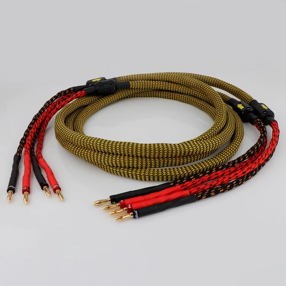 OFC Copper Audiophile Speaker Cable 8 Banana Plug HiFi Audio Interconnector Line